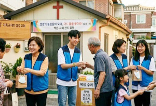 전도하는 모습.                       (AI 생성)